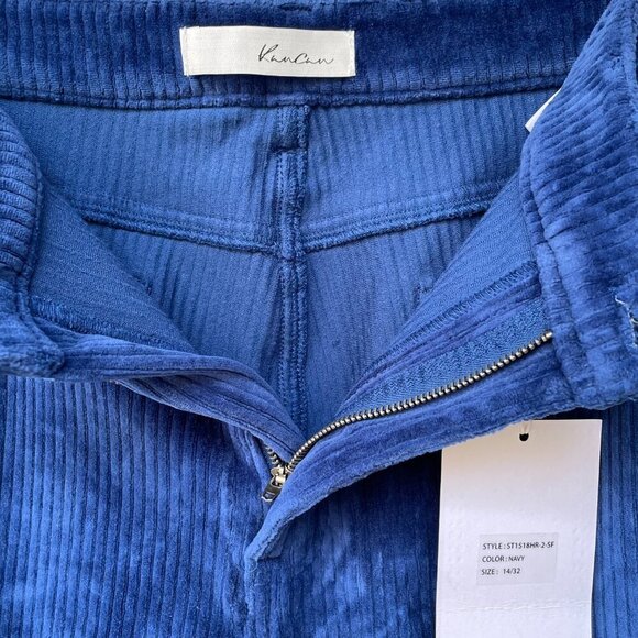 NWT KanCan Navy Blue Corduroy Wide Leg High Rise Boho Pants Size 32 Stretch - Picture 7 of 15